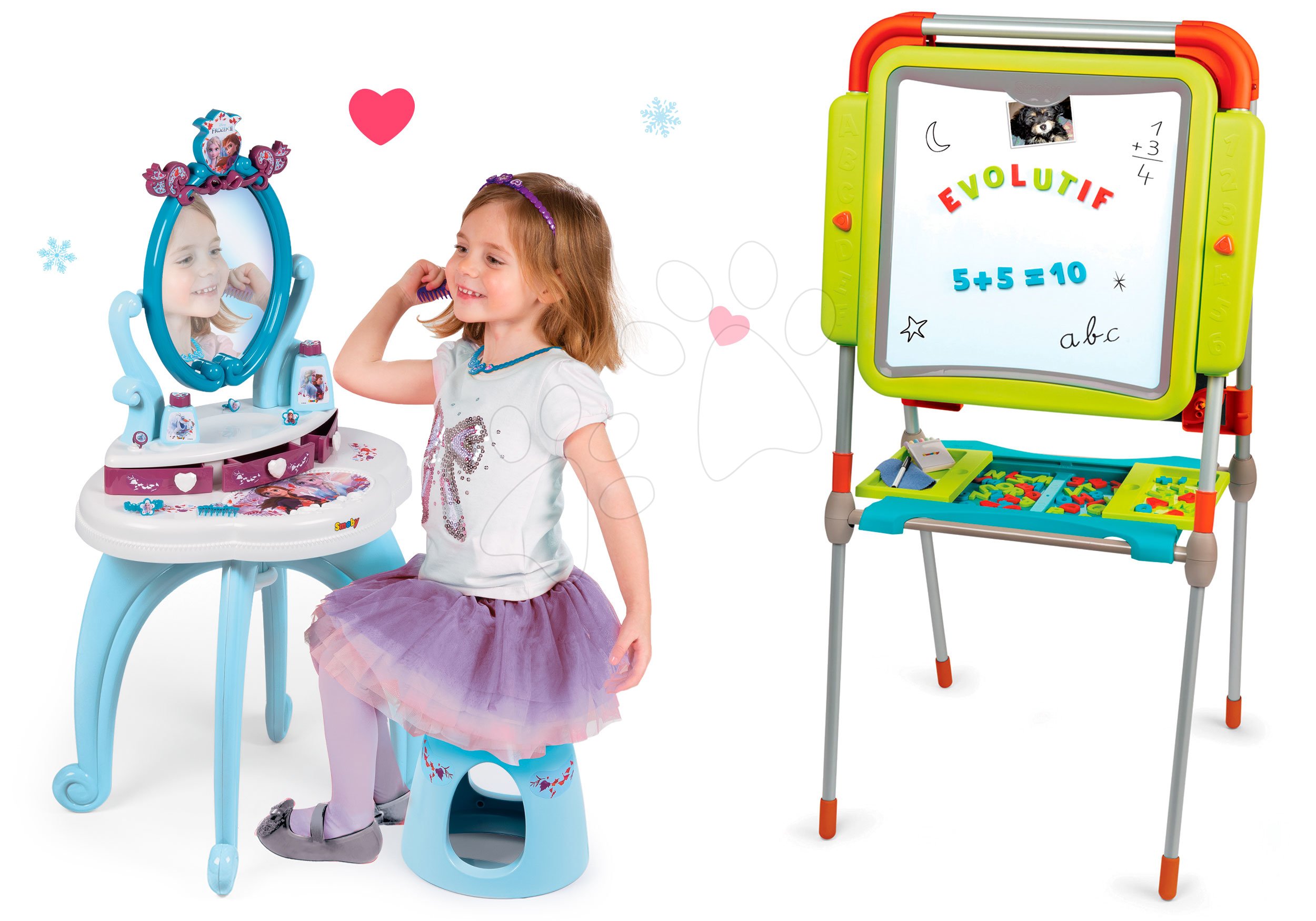 Smoby dětský kosmetický stolek Frozen a magnetická tabule 320214-17
