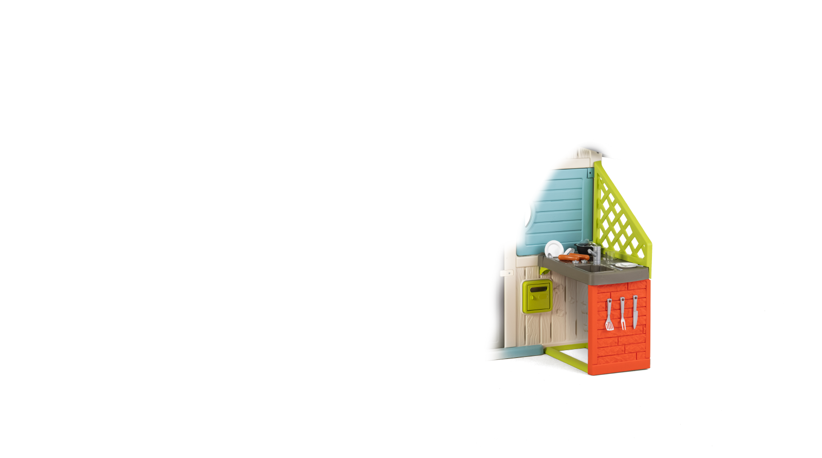 Domček Priateľov v elegantných farbách Friends House Evo Playhouse Smoby rozšíriteľný 2 dvere s kľúčom 6 okien s UV filtrom 162 cm výška