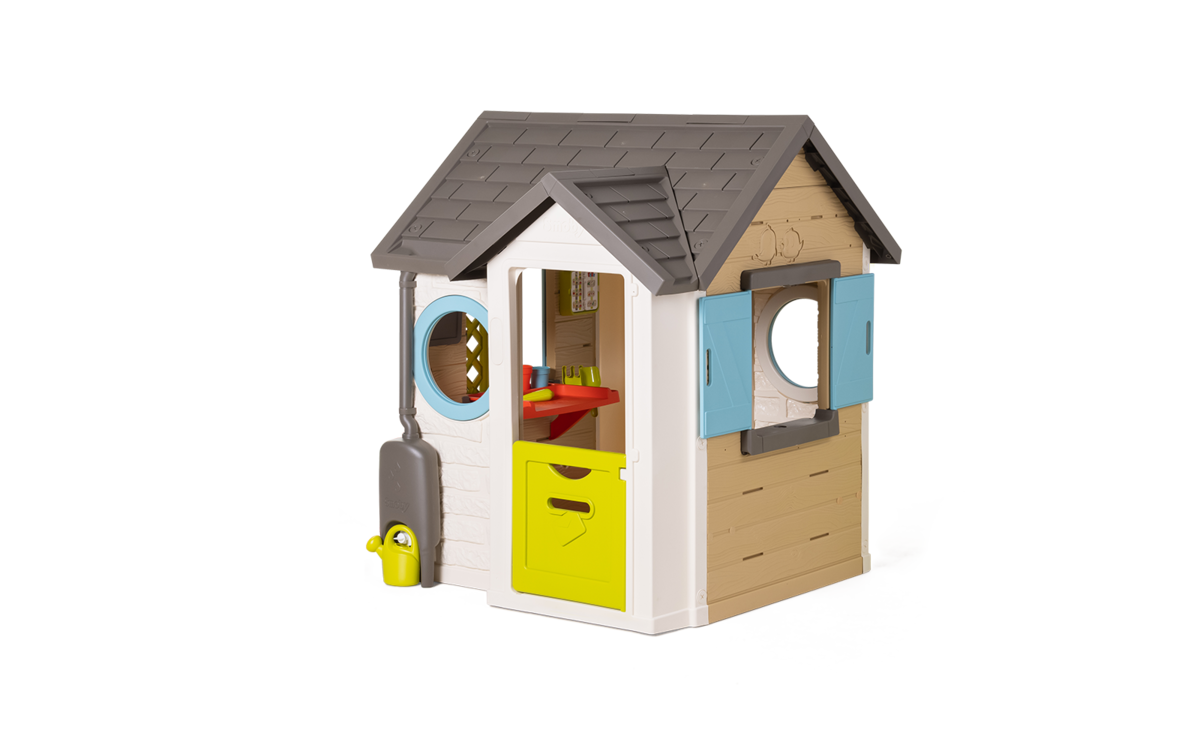 Domček pre záhradníka Garden House Smoby s kvetináčmi rozšíriteľný odkvap a mriežka s vtáčou búdkou 135 cm výška s UV filtrom od 2 rokov