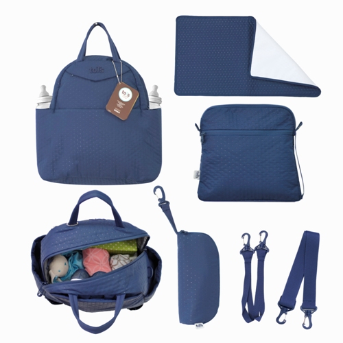 Praktická přebalovací taška Infinity v modré barvě. 