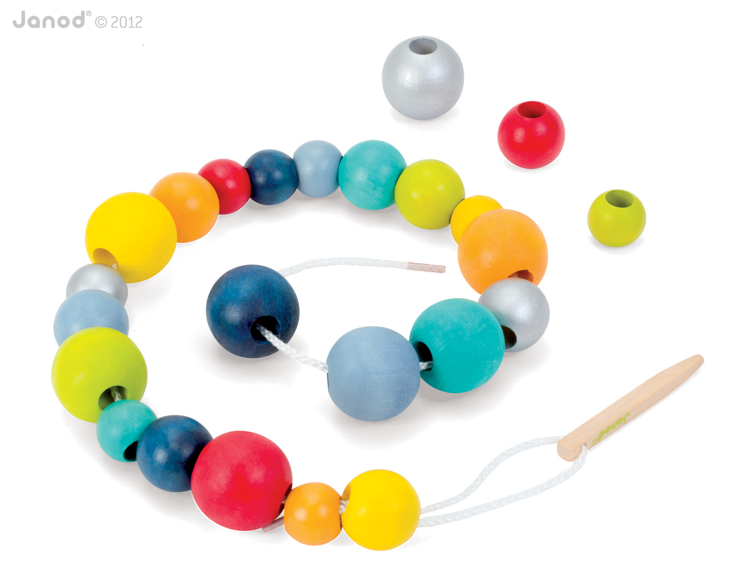 Drevené korálky pre deti - Drevené korálky Round Beads Janod 