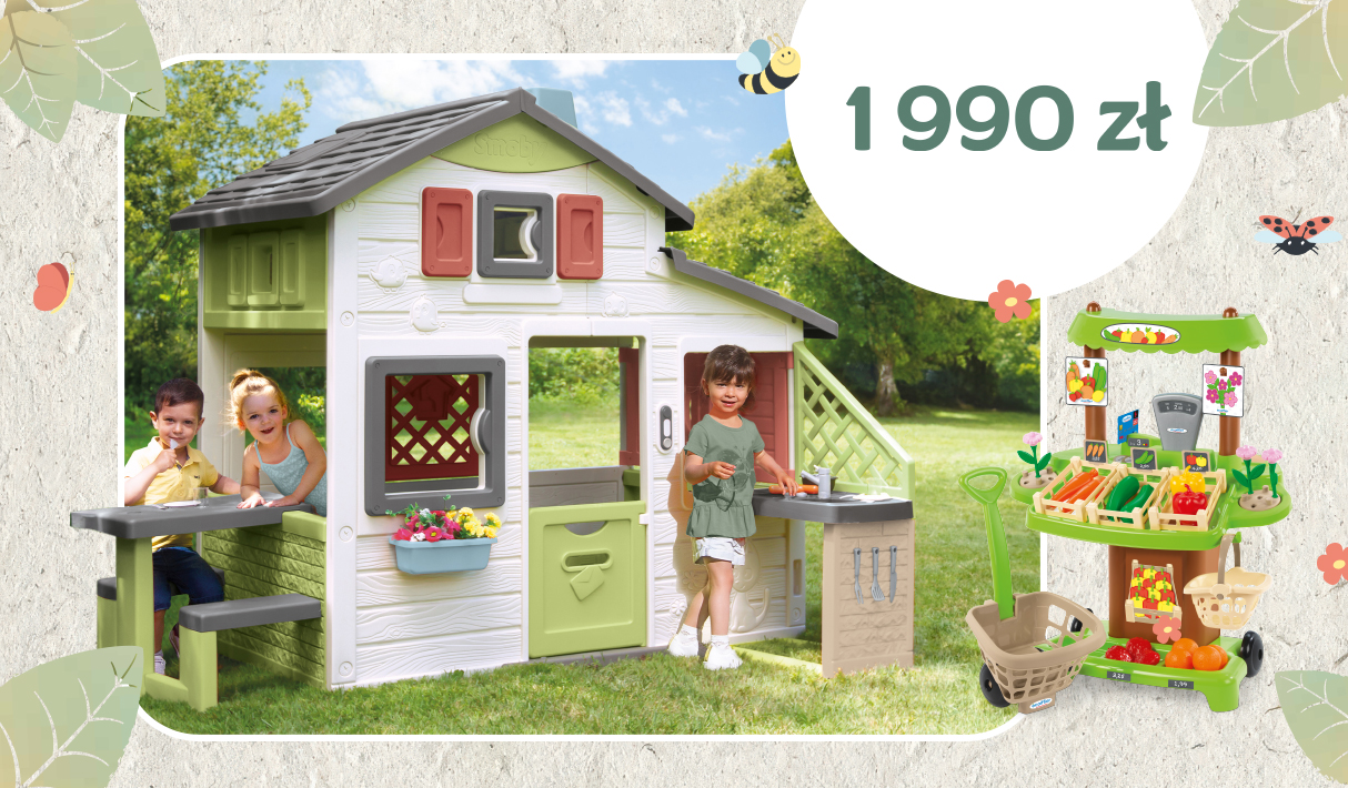 Zestaw domek Przyjaciół i warzywne bio stoisko Friends House Life Smoby