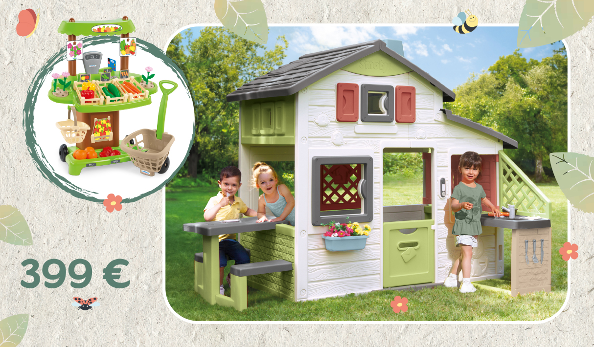 Set della casetta degli amici e stand di verdure Bio Friends House Life Smoby