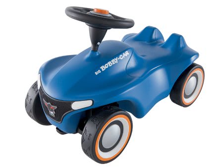 Vozidlá pre deti - Set odrážadlo Bobby Car Neo BIG modré zvukové s 3-vrstvovými gumovými kolesami a prívesný vozík_1