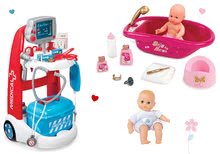 Medicinska kolica setovi - Set medicinska kolica elektronička Medical Smoby i dječja kada s bebom i dodacima_3